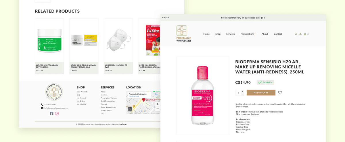 The product page.